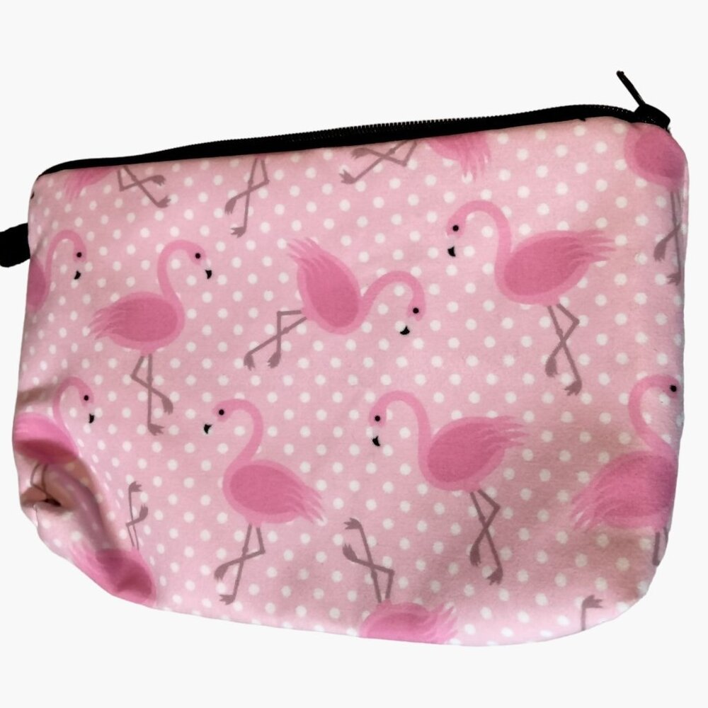 Pink Flamingo Cosmetic Bag Makeup Pouch Purse Small Tote Travel Tiki Coastal